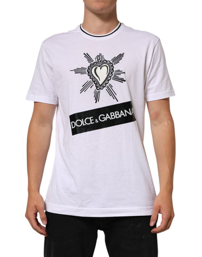 Dolce & Gabbana White Sacred Heart Short Sleeve Men T-shirt – IT52 | XL par Dolce & Gabbana | Disponible sur Sandy Store ByNet