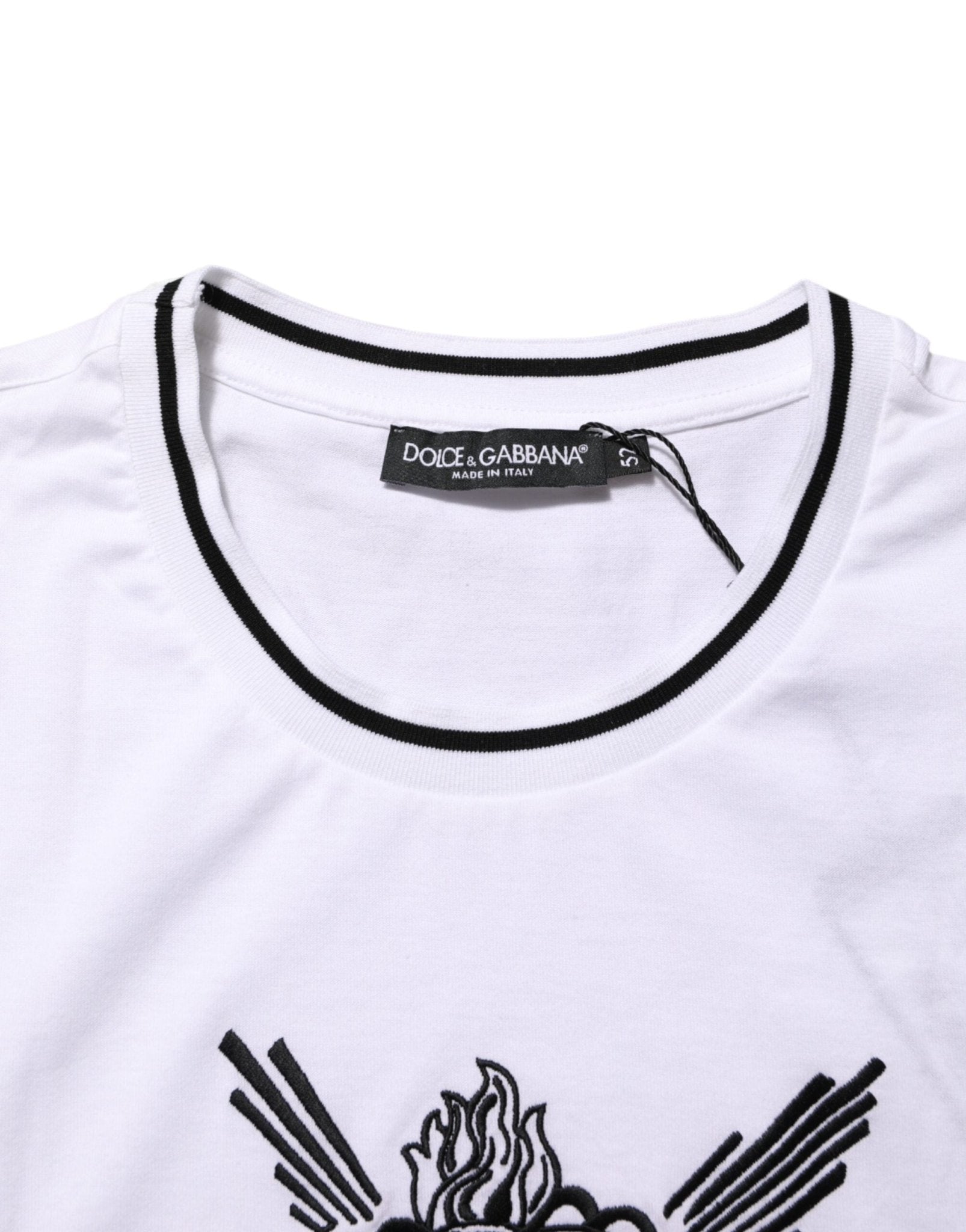 Dolce & Gabbana White Sacred Heart Short Sleeve Men T-shirt – IT52 | XL par Dolce & Gabbana | Disponible sur Sandy Store ByNet