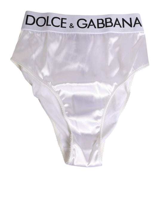 Dolce & Gabbana White Satin High - Waist Brief Logo Women Underwear – IT2 | S par Dolce & Gabbana | Disponible sur Sandy Store ByNet