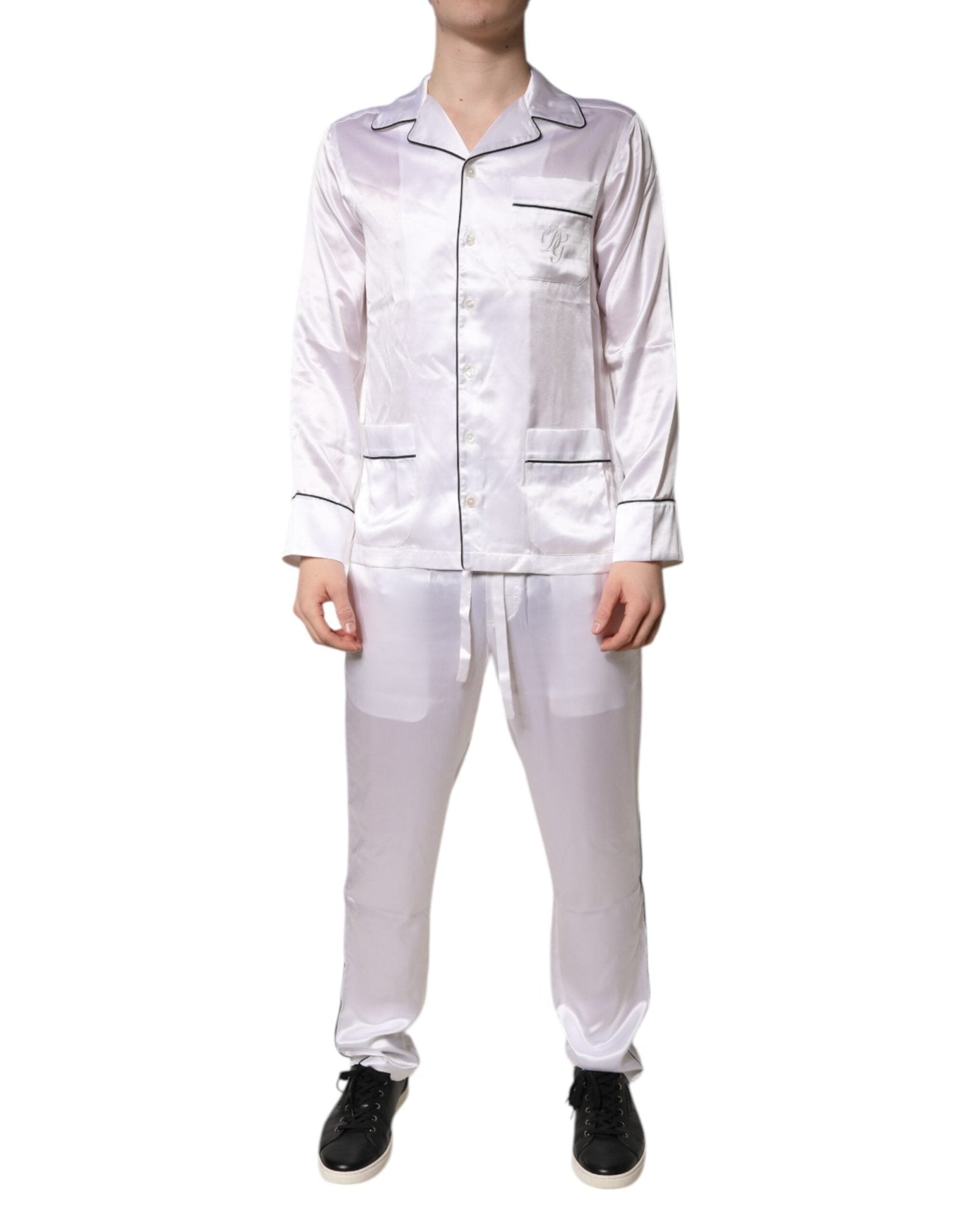 Dolce & Gabbana White Satin Silk Men Pajama Set Sleepwear – IT38 | XS par Dolce & Gabbana | Disponible sur Sandy Store ByNet