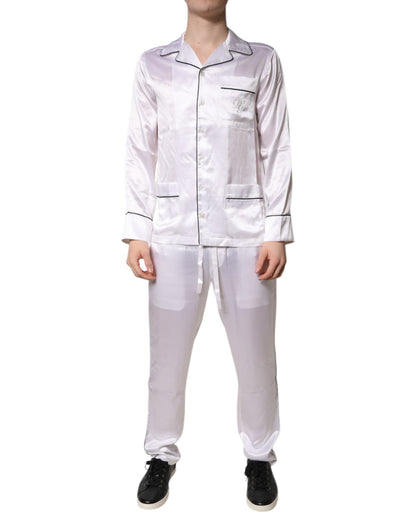 Dolce & Gabbana White Satin Silk Men Pajama Set Sleepwear – IT38 | XS par Dolce & Gabbana | Disponible sur Sandy Store ByNet
