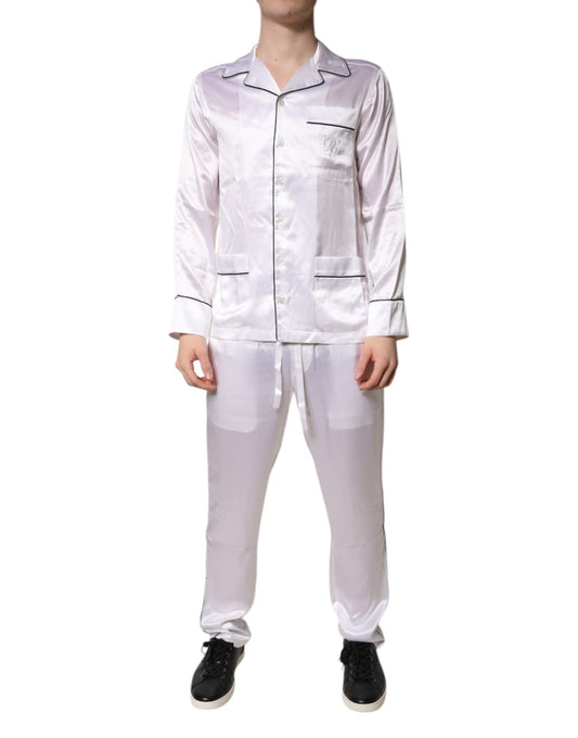 Dolce & Gabbana White Satin Silk Men Pajama Set Sleepwear – IT38 | XS par Dolce & Gabbana | Disponible sur Sandy Store ByNet
