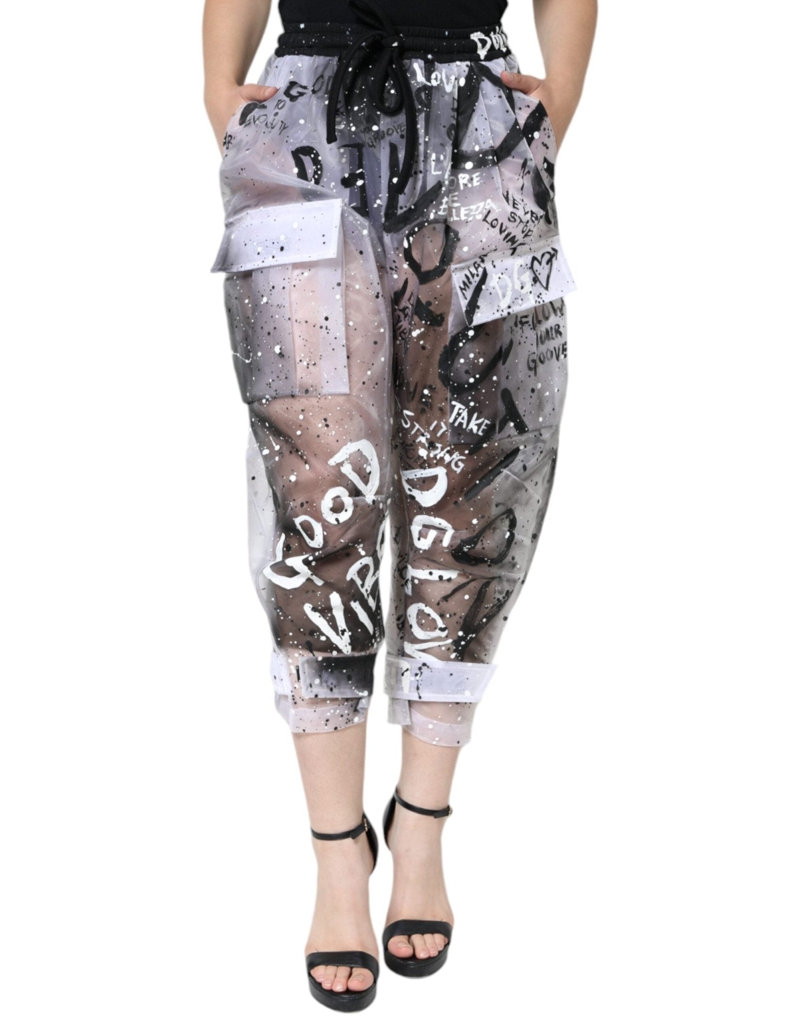 Dolce & Gabbana White See Through Logo Cropped Cargo Pants – IT40|S par Dolce & Gabbana | Disponible sur Sandy Store ByNet