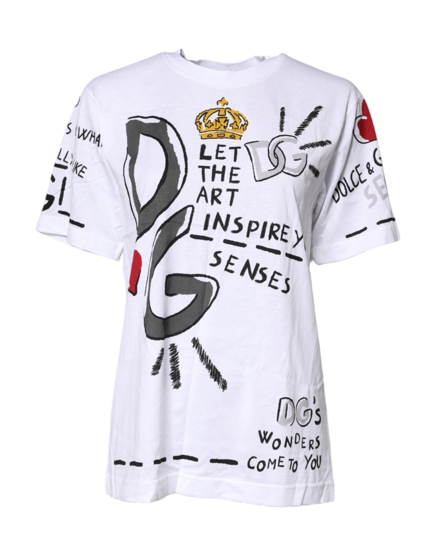 Dolce & Gabbana White Short - Sleeved Printed Jersey T-shirt – IT40|S par Dolce & Gabbana | Disponible sur Sandy Store ByNet