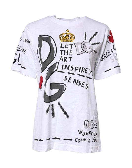 Dolce & Gabbana White Short - Sleeved Printed Jersey T-shirt - Sandy Store ByNet