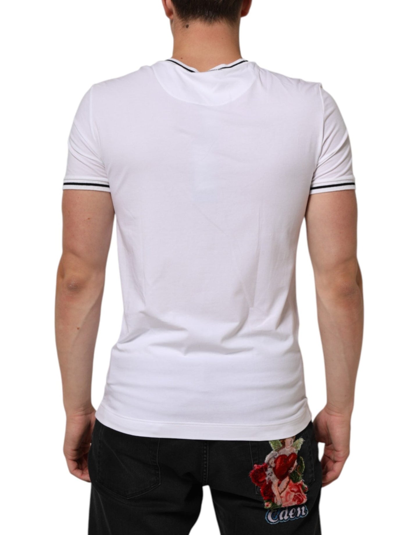 Dolce & Gabbana White Short Sleeves Deep V - Neck Men T-shirt – IT4 | S par Dolce & Gabbana | Disponible sur Sandy Store ByNet