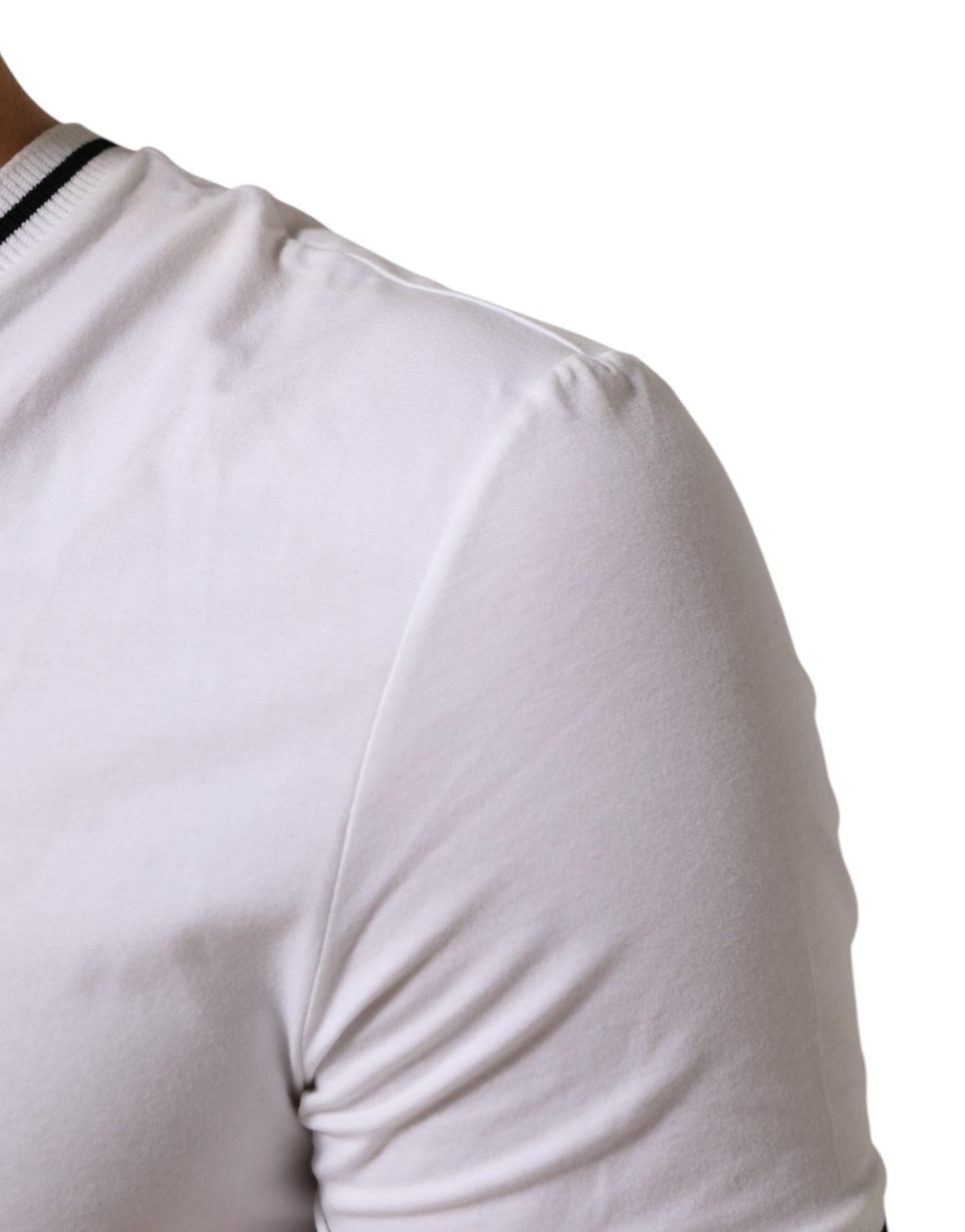 Dolce & Gabbana White Short Sleeves Deep V - Neck Men T-shirt – IT4 | S par Dolce & Gabbana | Disponible sur Sandy Store ByNet