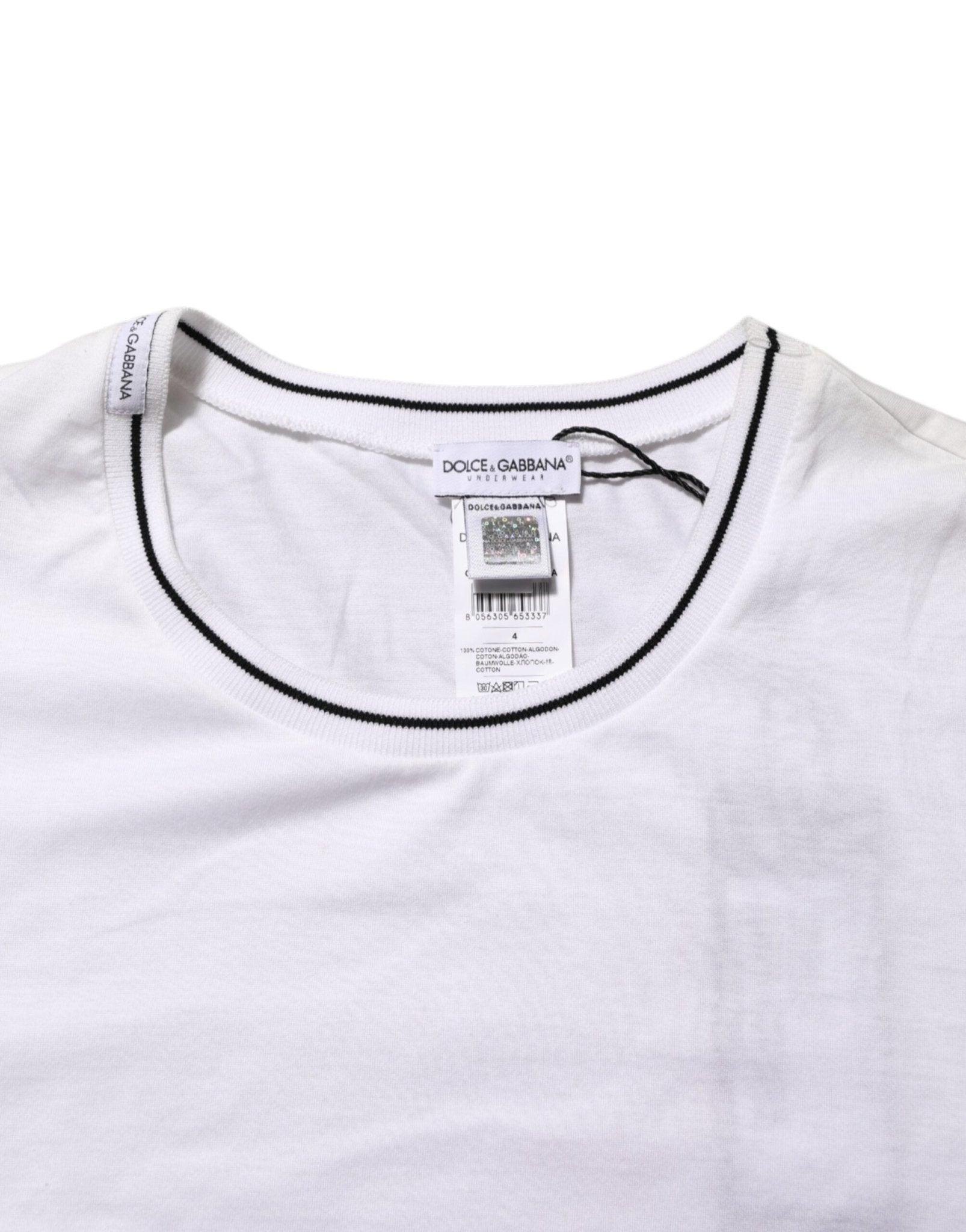 Dolce & Gabbana White Short Sleeves Round Neck Men Underwear T-shirt – IT4 | S par Dolce & Gabbana | Disponible sur Sandy Store ByNet
