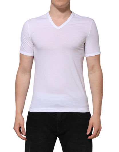 Dolce & Gabbana White Short Sleeves V - neck Underwear T-shirt – IT3 | XS par Dolce & Gabbana | Disponible sur Sandy Store ByNet