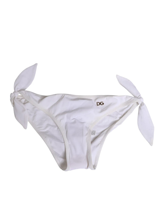 Dolce & Gabbana White Side Tie Logo Bikini Bottom Underwear – IT2 | S par Dolce & Gabbana | Disponible sur Sandy Store ByNet
