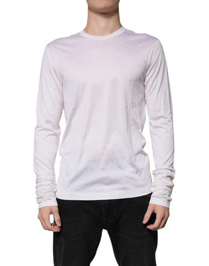 Dolce & Gabbana White Silk Crew Neck Men Pullover Sweater - Sandy Store ByNet