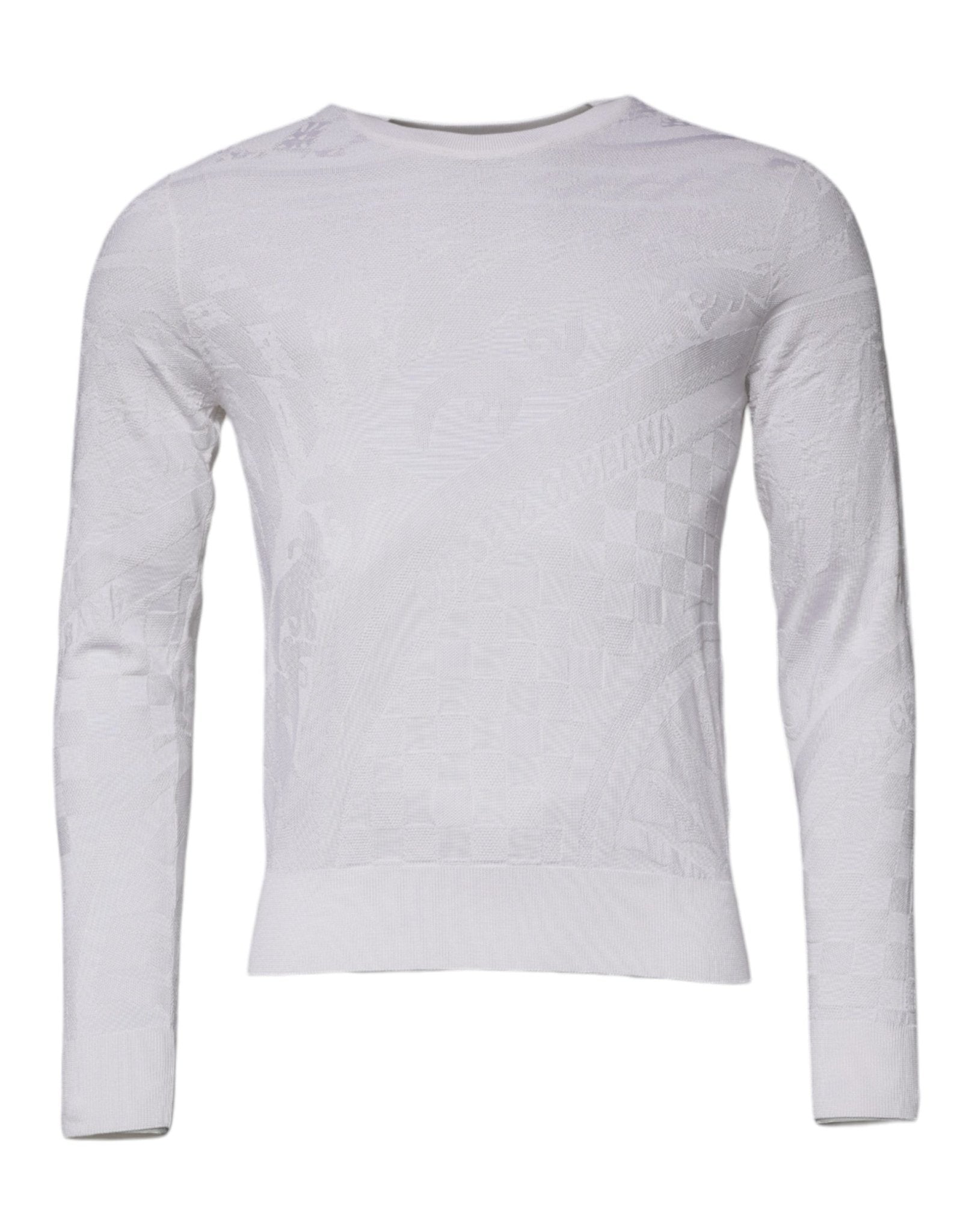 Dolce & Gabbana White Silk Crew Neck Men Pullover Sweater - Sandy Store ByNet