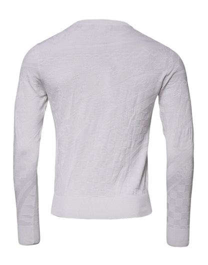 Dolce & Gabbana White Silk Crew Neck Men Pullover Sweater - Sandy Store ByNet