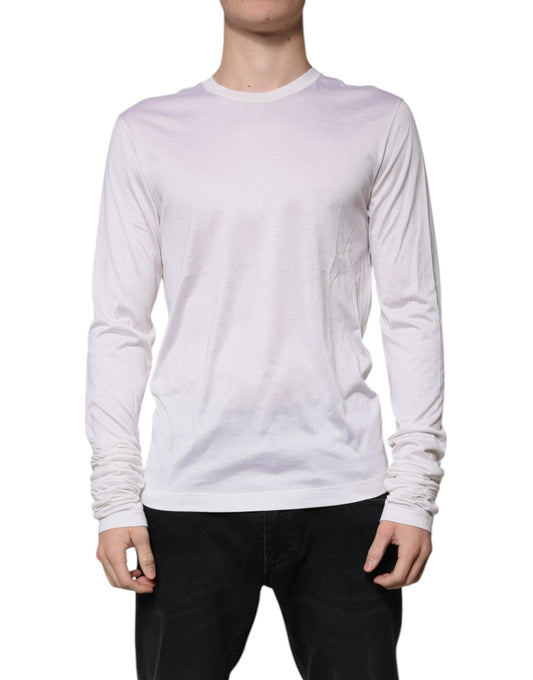 Dolce & Gabbana White Silk Crew Neck Men Pullover Sweater - Sandy Store ByNet