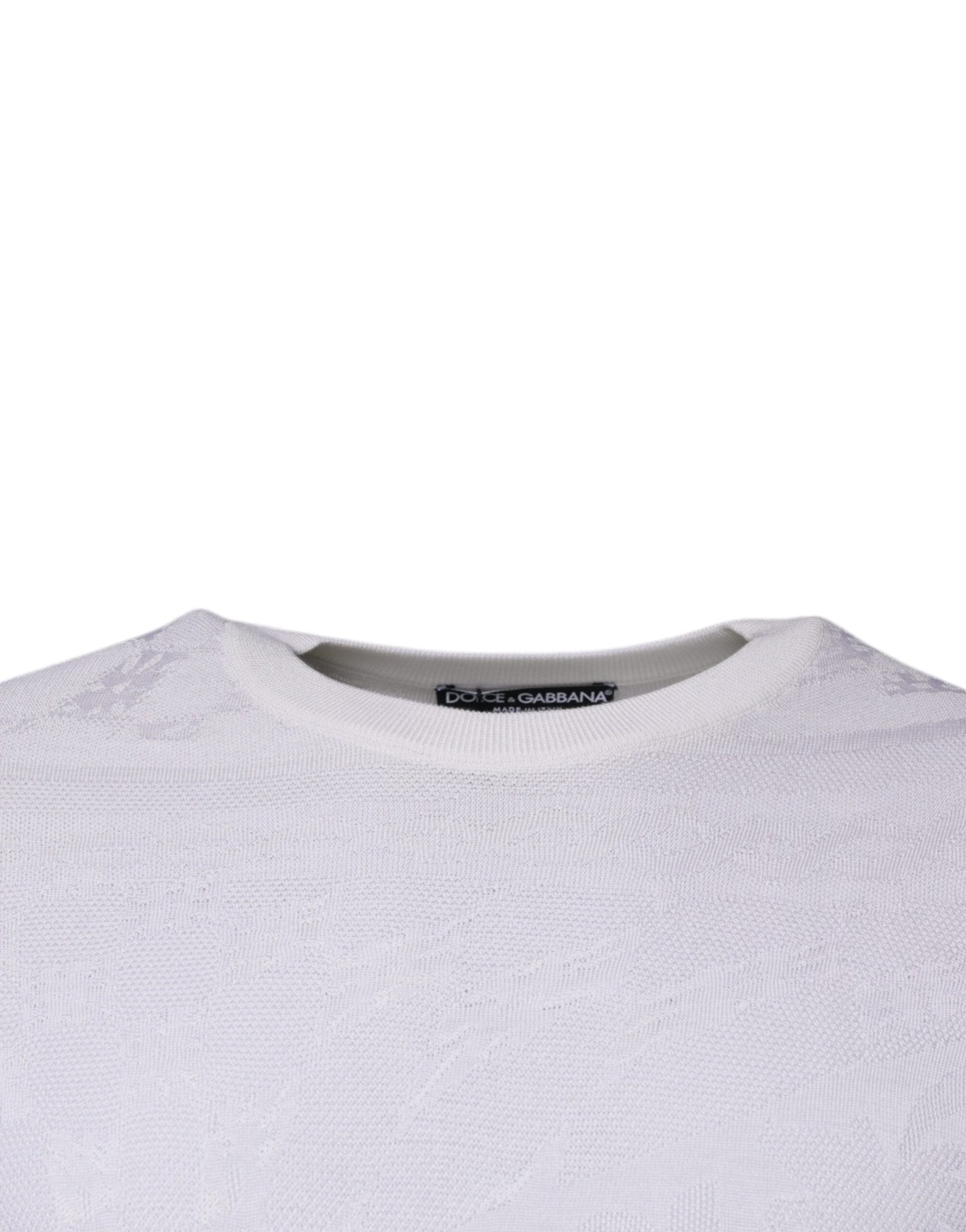 Dolce & Gabbana White Silk Crew Neck Men Pullover Sweater - Sandy Store ByNet