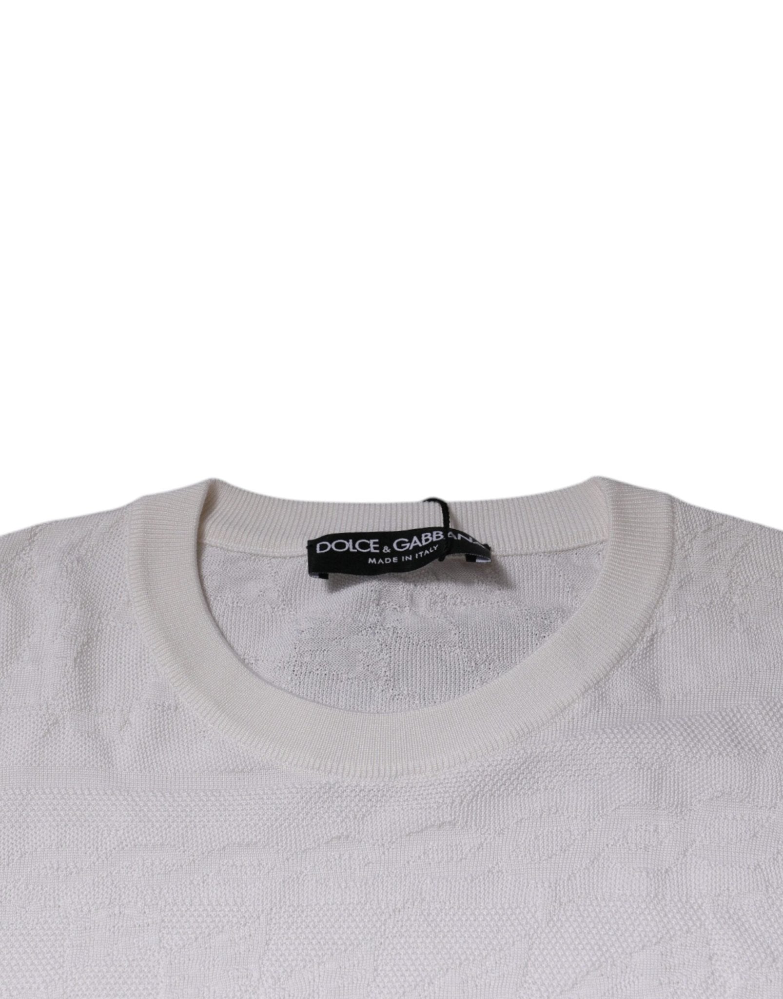 Dolce & Gabbana White Silk Crew Neck Men Pullover Sweater - Sandy Store ByNet