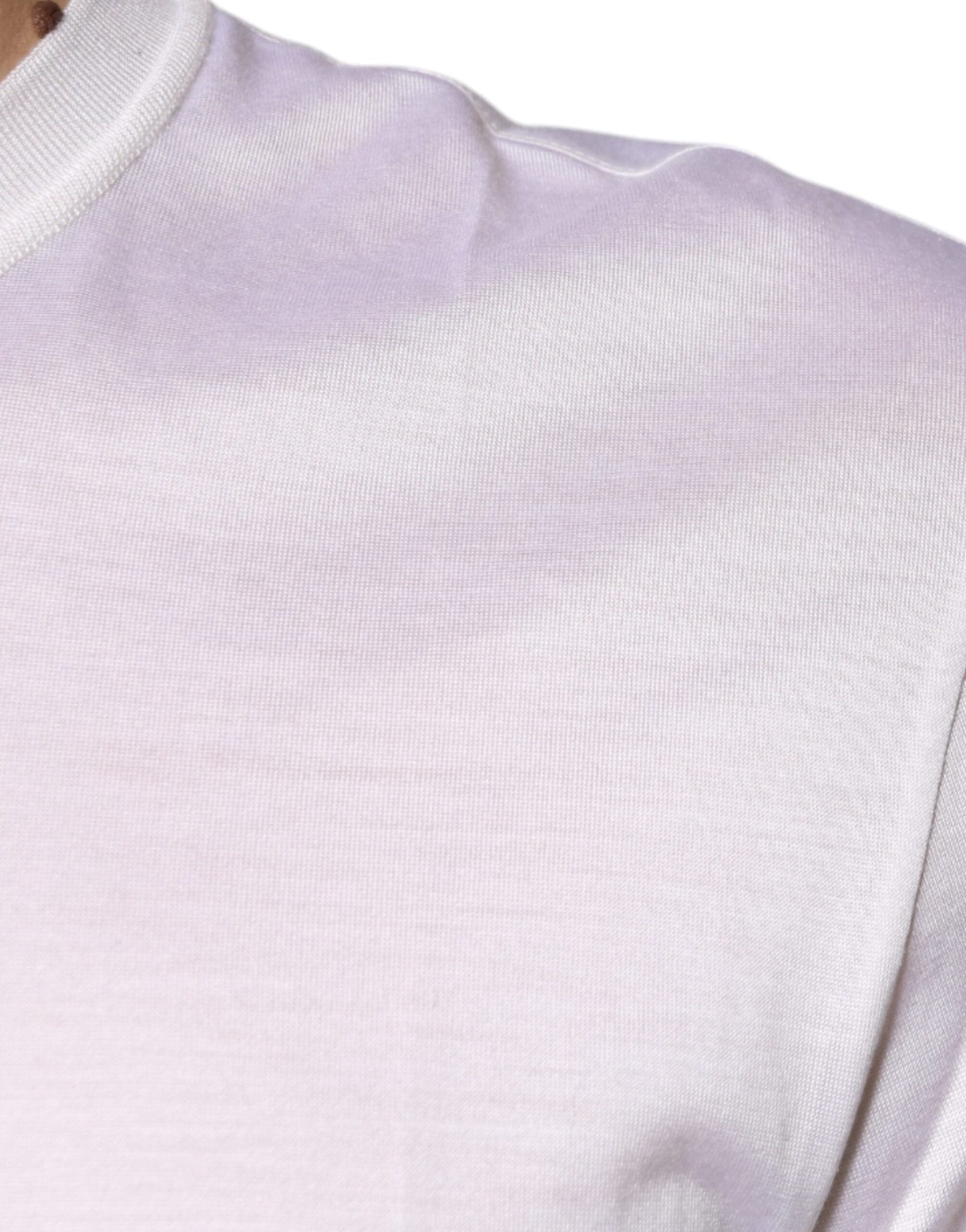 Dolce & Gabbana White Silk Crew Neck Men Pullover Sweater - Sandy Store ByNet