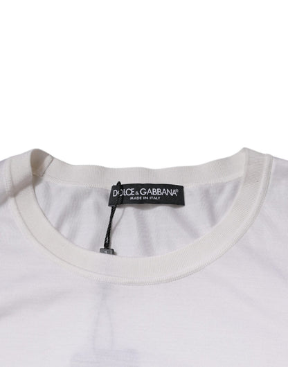 Dolce & Gabbana White Silk Crew Neck Men Pullover Sweater - Sandy Store ByNet