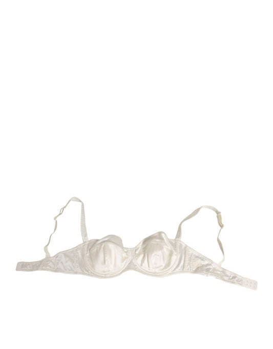 Dolce & Gabbana White Silk Satin Balconnet Lingerie Bra Underwear – IT4 | L par Dolce & Gabbana | Disponible sur Sandy Store ByNet