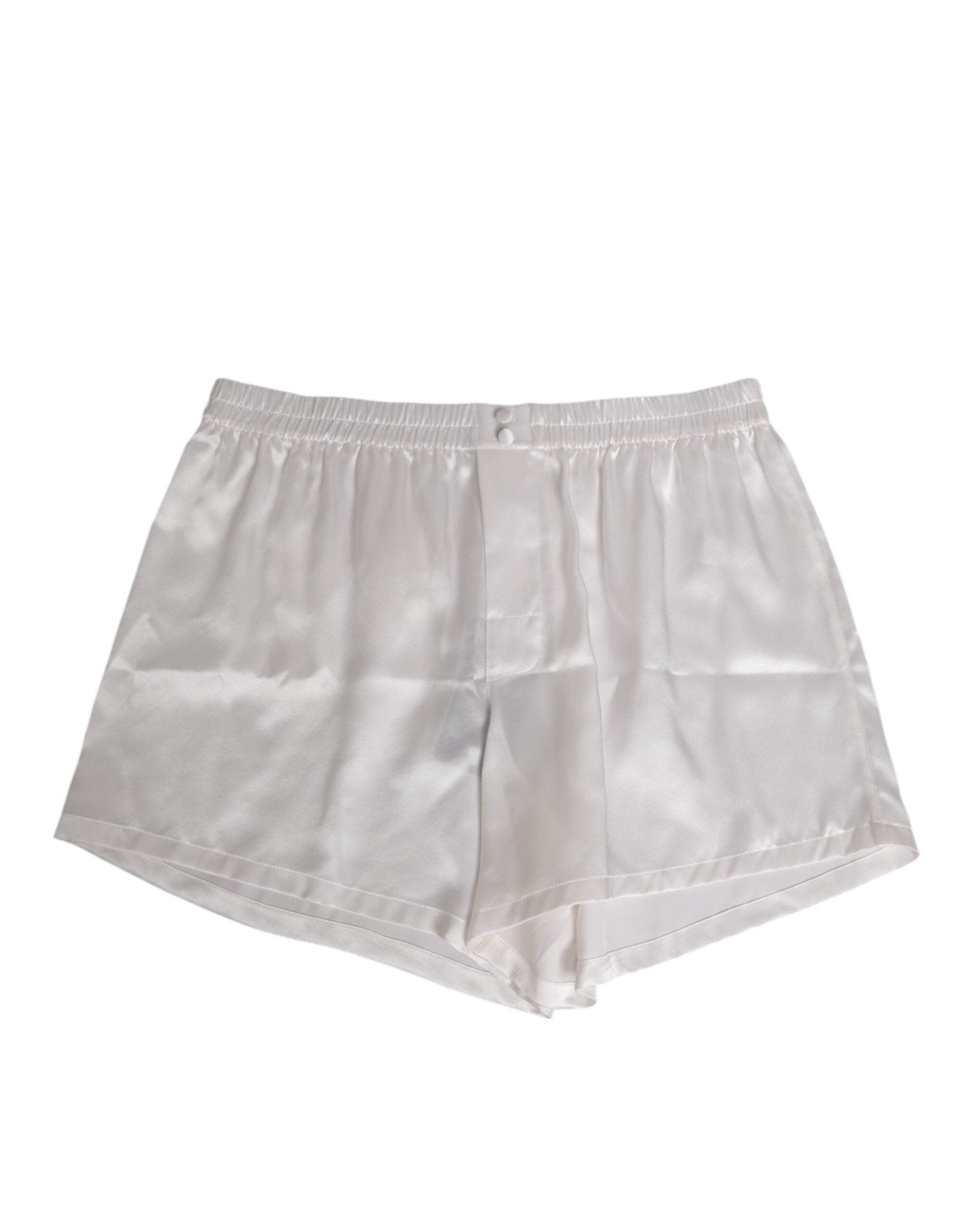 Dolce & Gabbana White Silk Satin Elastic Men Boxer Short Swimwear – IT4 | S par Dolce & Gabbana | Disponible sur Sandy Store ByNet