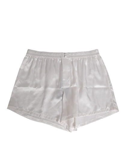 Dolce & Gabbana White Silk Satin Elastic Men Boxer Short Swimwear – IT4 | S par Dolce & Gabbana | Disponible sur Sandy Store ByNet