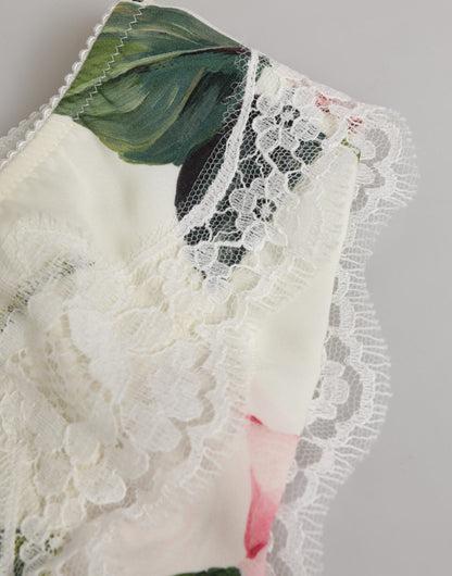 Dolce & Gabbana White Silk Satin Floral Lace Trim Slip Underwear – IT3 | M par Dolce & Gabbana | Disponible sur Sandy Store ByNet