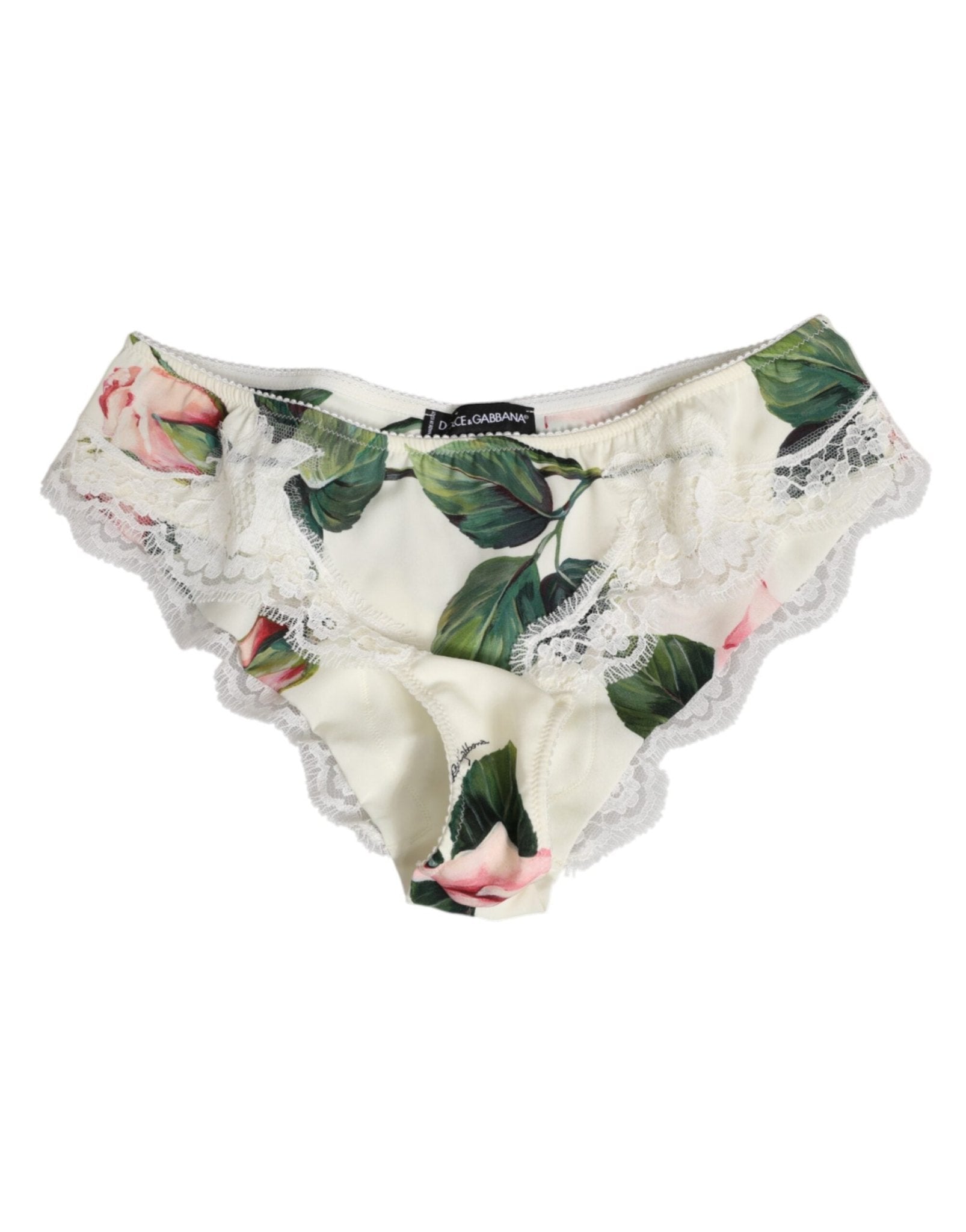 Dolce & Gabbana White Silk Satin Floral Lace Trim Slip Underwear – IT3 | M par Dolce & Gabbana | Disponible sur Sandy Store ByNet