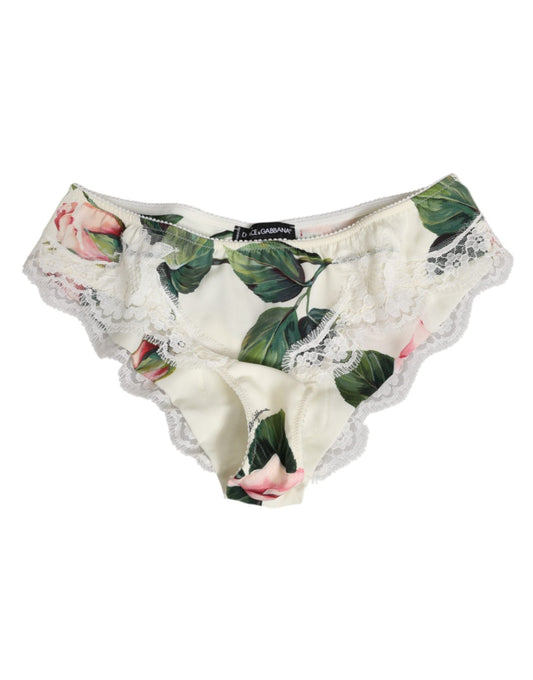 Dolce & Gabbana White Silk Satin Floral Lace Trim Slip Underwear – IT3 | M par Dolce & Gabbana | Disponible sur Sandy Store ByNet