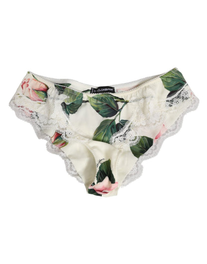 Dolce & Gabbana White Silk Satin Floral Lace Trim Slip Underwear – IT3 | M par Dolce & Gabbana | Disponible sur Sandy Store ByNet