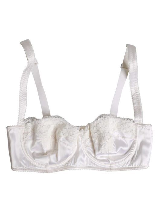 Dolce & Gabbana White Silk Underwired Balconette Bra Underwear – IT1 | XS par Dolce & Gabbana | Disponible sur Sandy Store ByNet