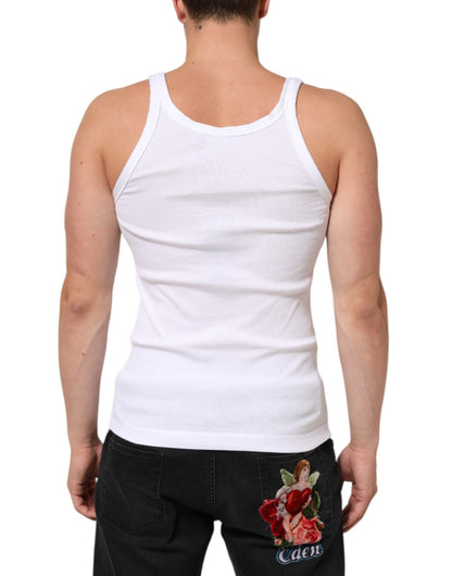 Dolce & Gabbana White Sleeveless Round Neck Tank Top T-shirt – IT48 | M par Dolce & Gabbana | Disponible sur Sandy Store ByNet
