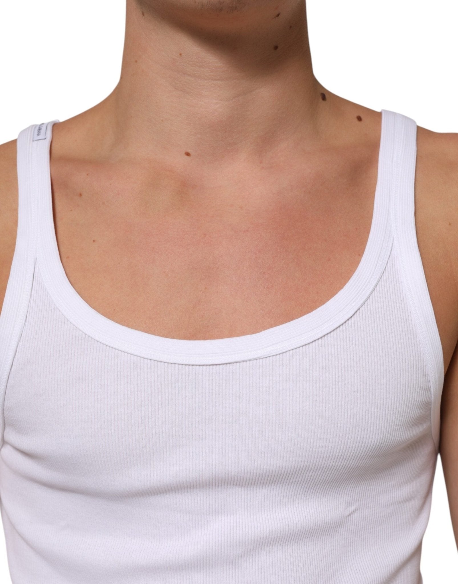 Dolce & Gabbana White Sleeveless Round Neck Tank Top T-shirt – IT48 | M par Dolce & Gabbana | Disponible sur Sandy Store ByNet