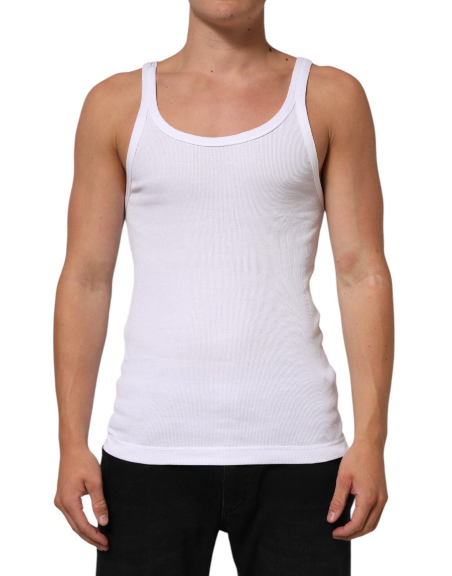 Dolce & Gabbana White Sleeveless Round Neck Tank Top T-shirt – IT48 | M par Dolce & Gabbana | Disponible sur Sandy Store ByNet