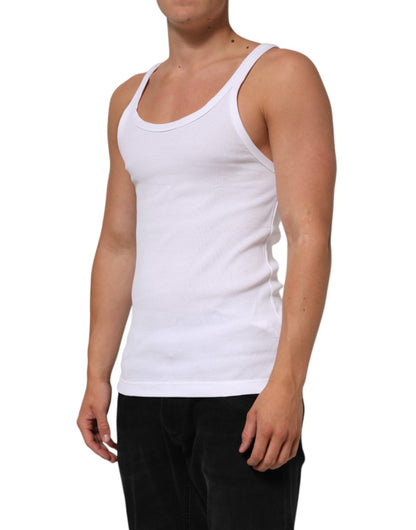 Dolce & Gabbana White Sleeveless Round Neck Tank Top T-shirt – IT48 | M par Dolce & Gabbana | Disponible sur Sandy Store ByNet