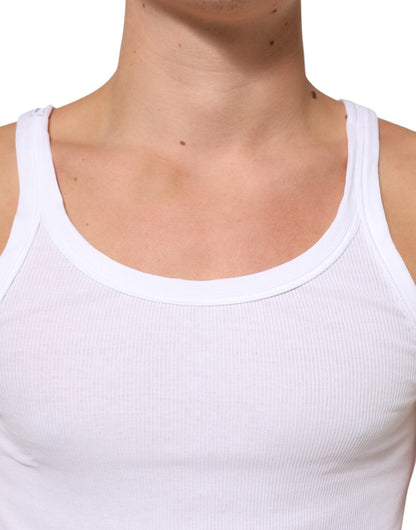 Dolce & Gabbana White Sleeveless Round Neck Tank Top T-shirt – IT48 | M par Dolce & Gabbana | Disponible sur Sandy Store ByNet