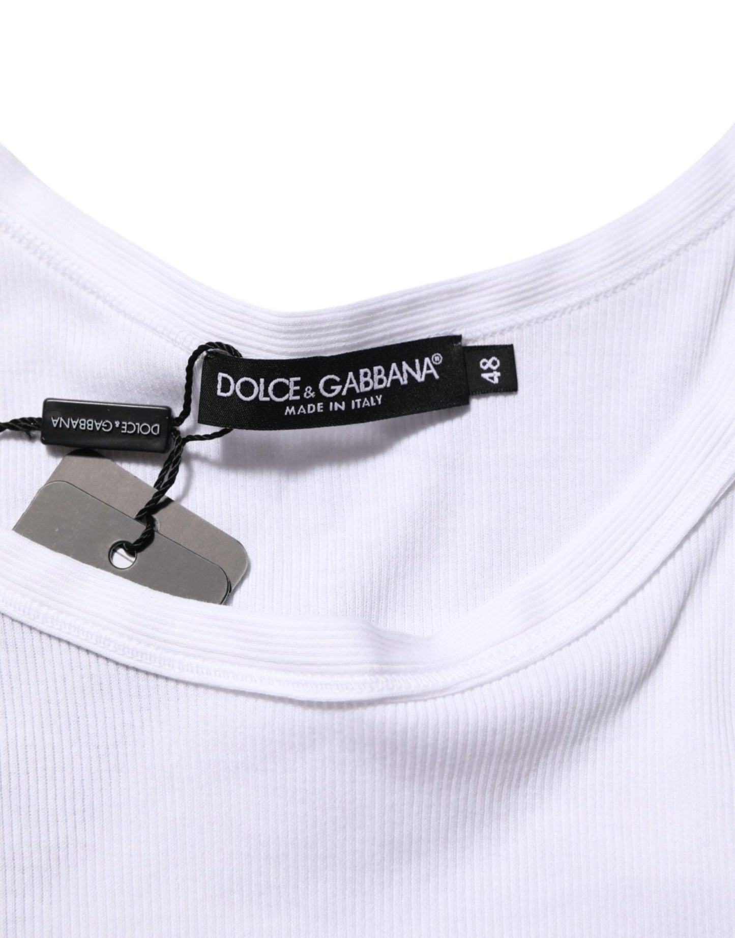 Dolce & Gabbana White Sleeveless Round Neck Tank Top T-shirt – IT48 | M par Dolce & Gabbana | Disponible sur Sandy Store ByNet