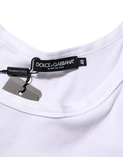 Dolce & Gabbana White Sleeveless Round Neck Tank Top T-shirt – IT48 | M par Dolce & Gabbana | Disponible sur Sandy Store ByNet