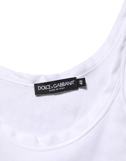 Dolce & Gabbana White Sleeveless Round Neck Tank Top T-shirt – IT48 | M par Dolce & Gabbana | Disponible sur Sandy Store ByNet