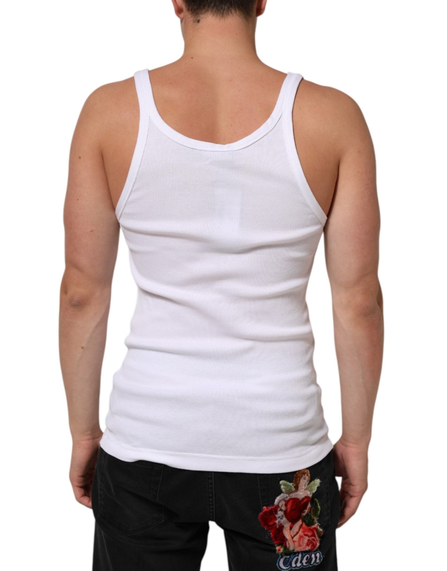 Dolce & Gabbana White Sleeveless Round Neck Tank Top T-shirt – IT48 | M par Dolce & Gabbana | Disponible sur Sandy Store ByNet