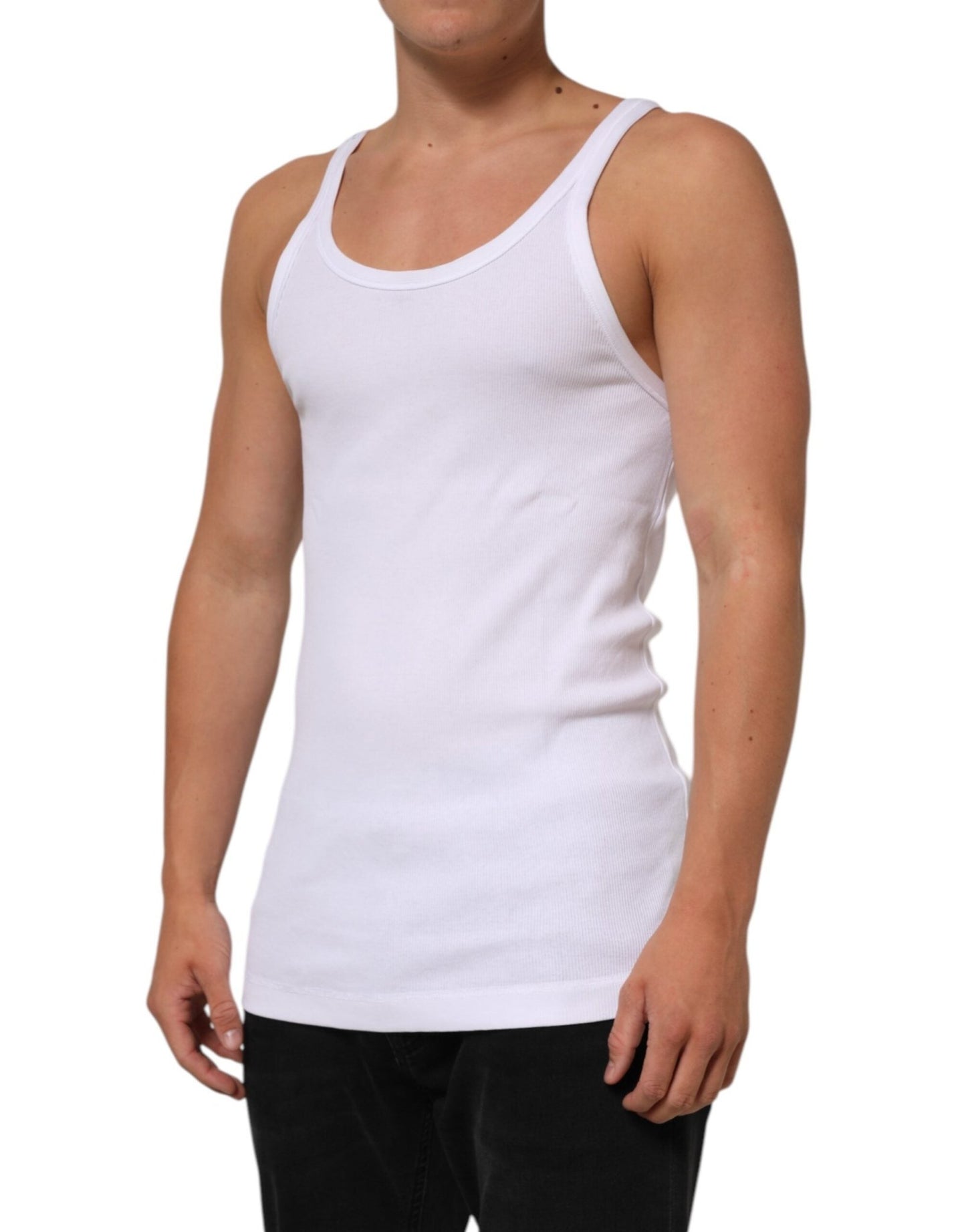 Dolce & Gabbana White Sleeveless Round Neck Tank Top T-shirt – IT54 | XL par Dolce & Gabbana | Disponible sur Sandy Store ByNet