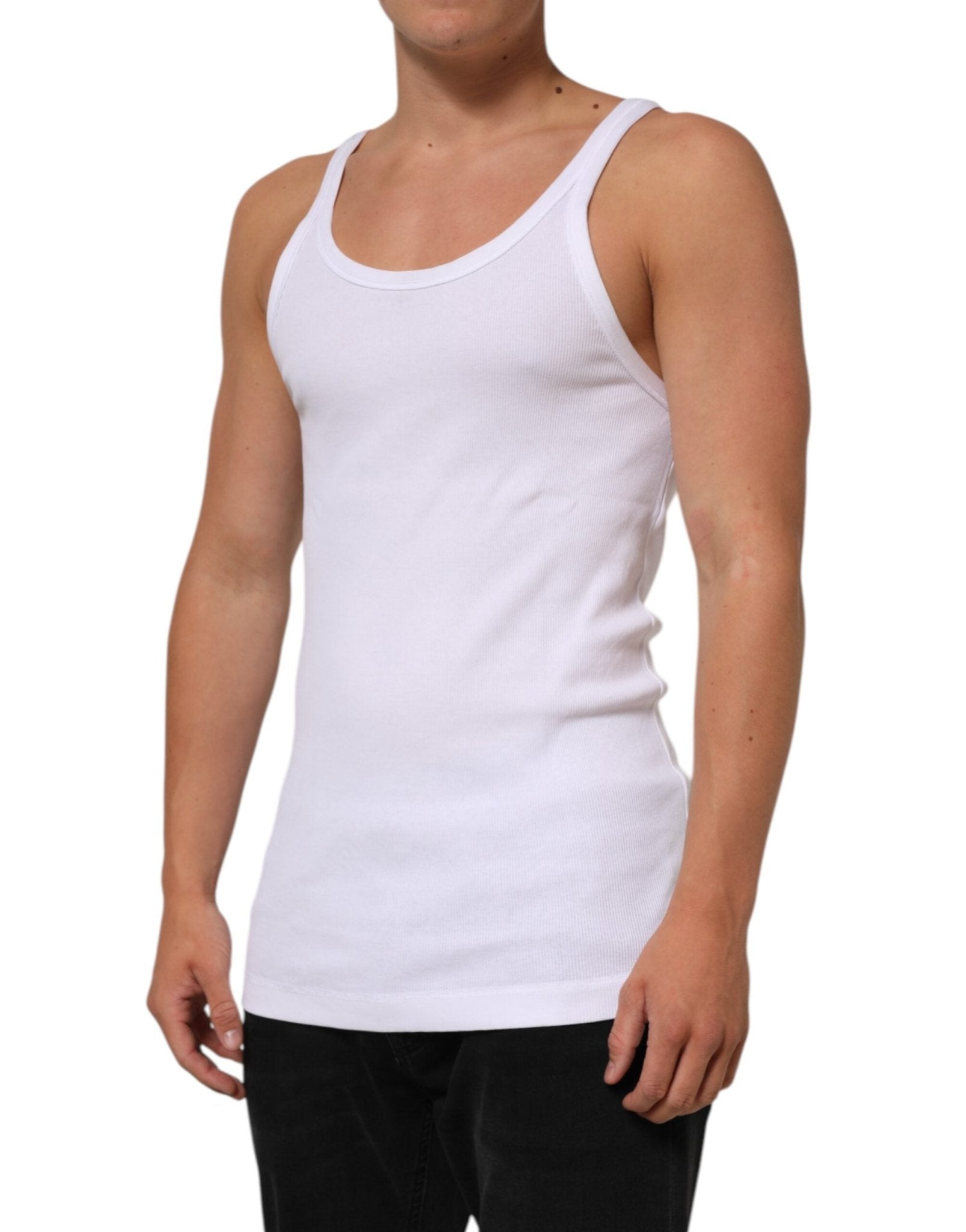 Dolce & Gabbana White Sleeveless Round Neck Tank Top T-shirt – IT54 | XL par Dolce & Gabbana | Disponible sur Sandy Store ByNet