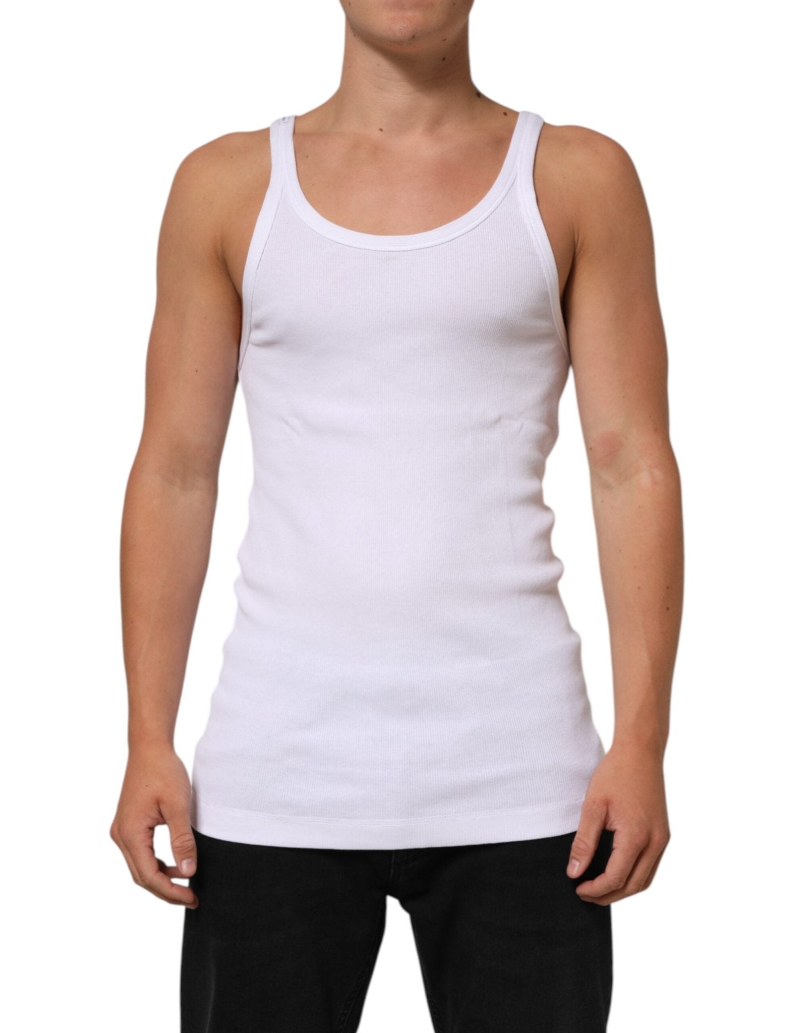 Dolce & Gabbana White Sleeveless Round Neck Tank Top T-shirt – IT54 | XL par Dolce & Gabbana | Disponible sur Sandy Store ByNet