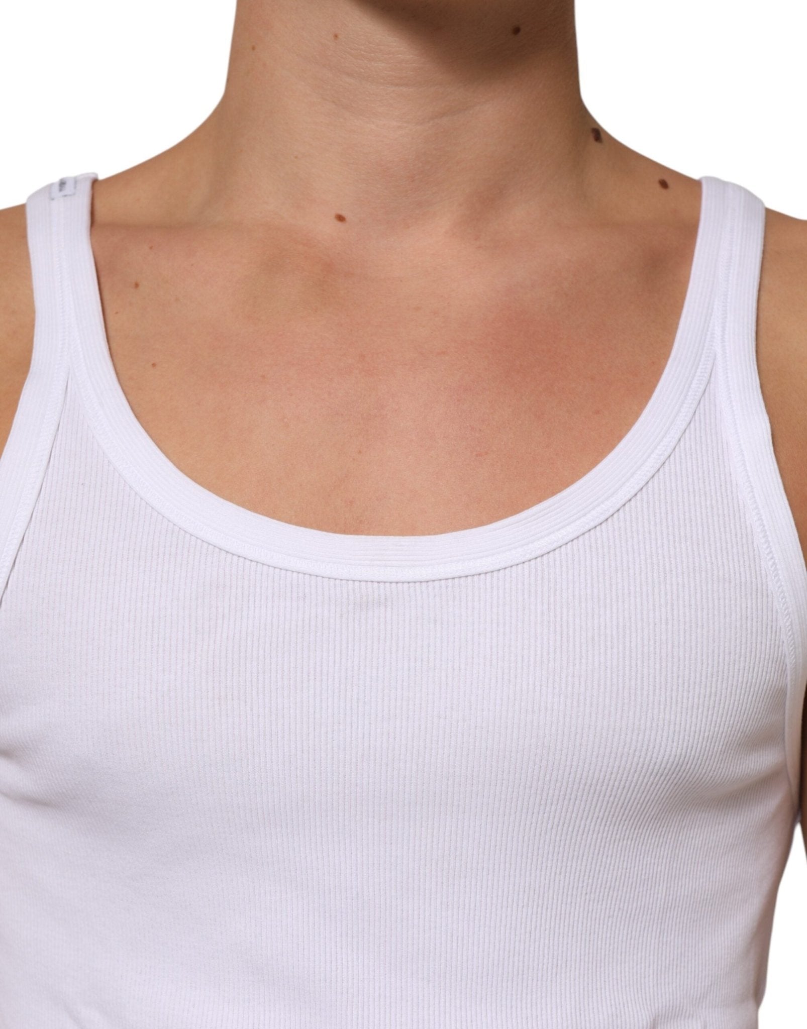 Dolce & Gabbana White Sleeveless Round Neck Tank Top T-shirt – IT54 | XL par Dolce & Gabbana | Disponible sur Sandy Store ByNet