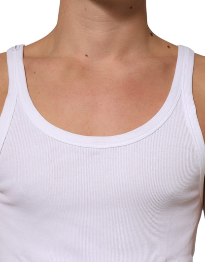 Dolce & Gabbana White Sleeveless Round Neck Tank Top T-shirt – IT54 | XL par Dolce & Gabbana | Disponible sur Sandy Store ByNet