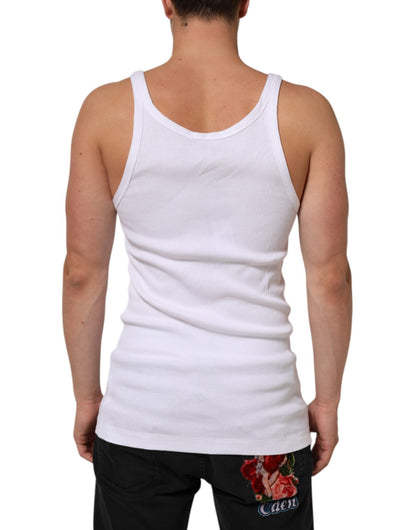 Dolce & Gabbana White Sleeveless Round Neck Tank Top T-shirt – IT54 | XL par Dolce & Gabbana | Disponible sur Sandy Store ByNet