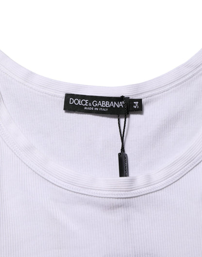 Dolce & Gabbana White Sleeveless Round Neck Tank Top T-shirt – IT54 | XL par Dolce & Gabbana | Disponible sur Sandy Store ByNet