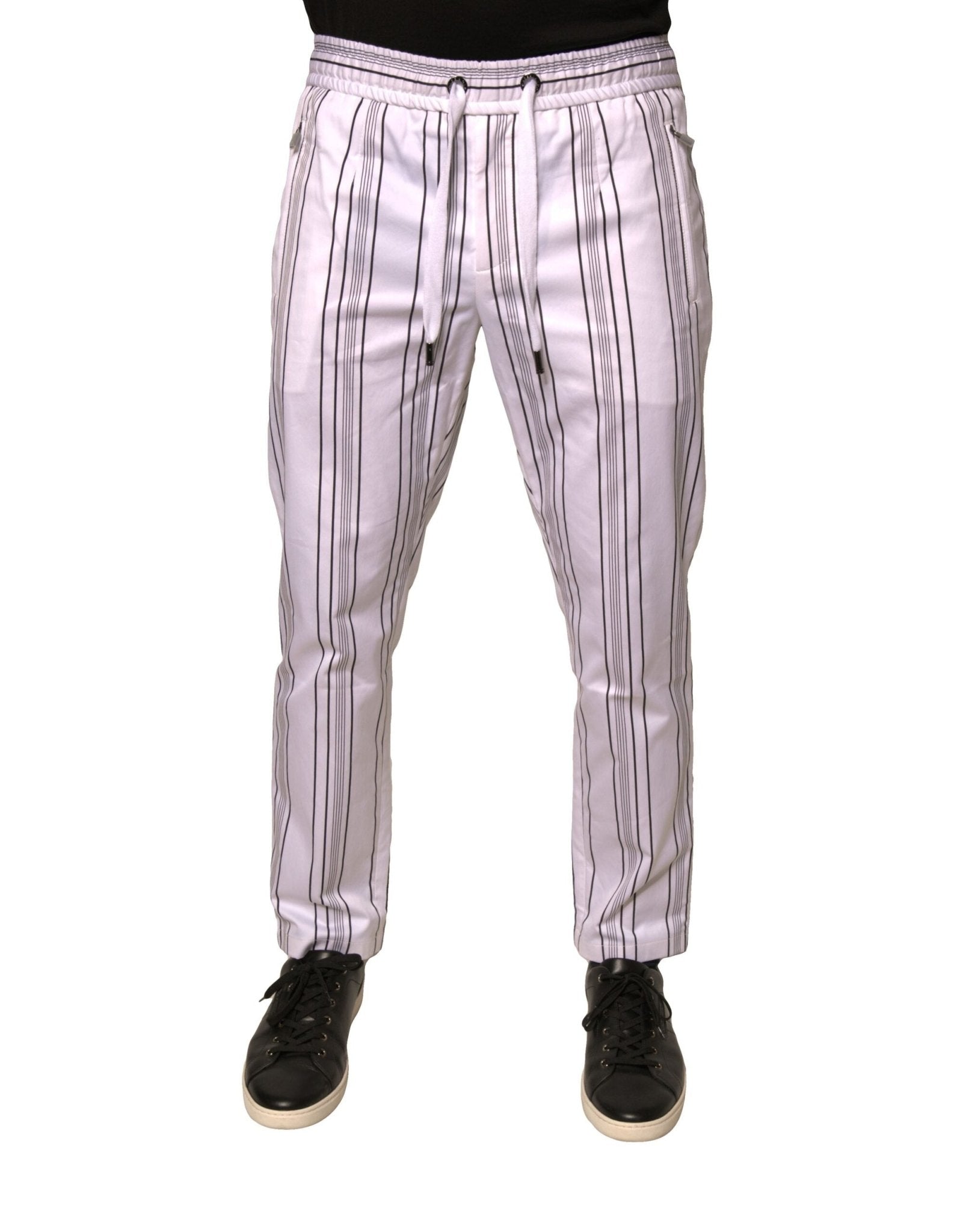 Dolce & Gabbana White Stripe Cotton Dress Skinny Pants – IT46 | S par Dolce & Gabbana | Disponible sur Sandy Store ByNet