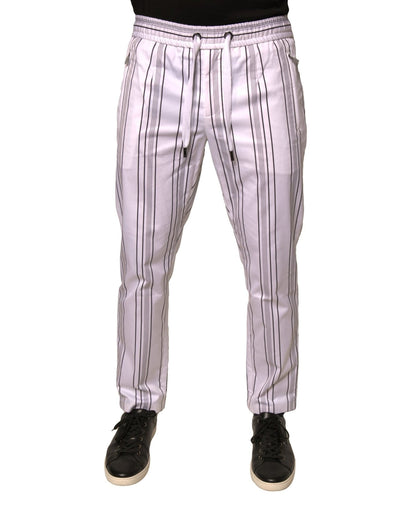 Dolce & Gabbana White Stripe Cotton Dress Skinny Pants – IT46 | S par Dolce & Gabbana | Disponible sur Sandy Store ByNet