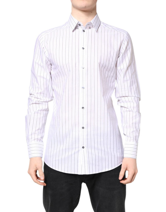 Dolce & Gabbana White Stripes Cotton GOLD Formal Dress Shirt – IT40 | M par Dolce & Gabbana | Disponible sur Sandy Store ByNet