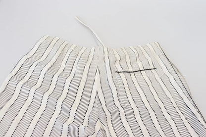 Dolce & Gabbana White Stripes Silk Lounge Trouser Pants – IT48 | M par Dolce & Gabbana | Disponible sur Sandy Store ByNet